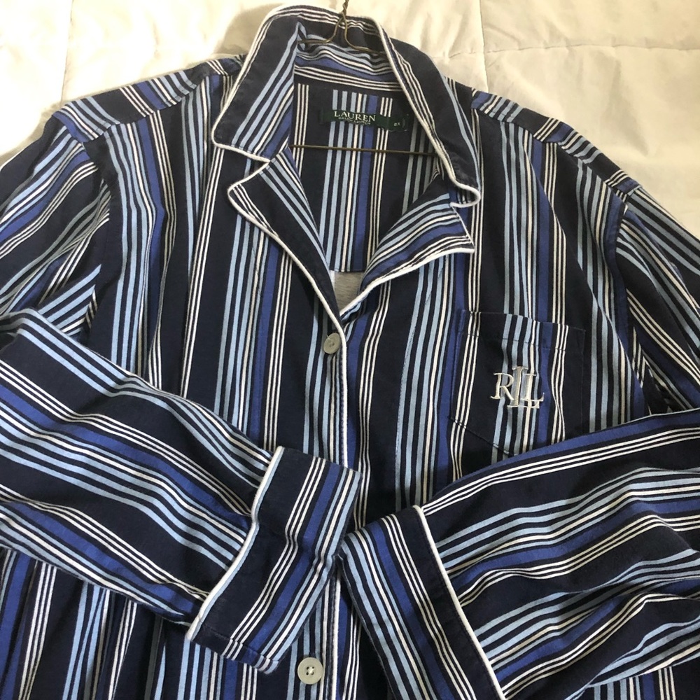 Ralph Lauren blue pinstripes sleeping shirt